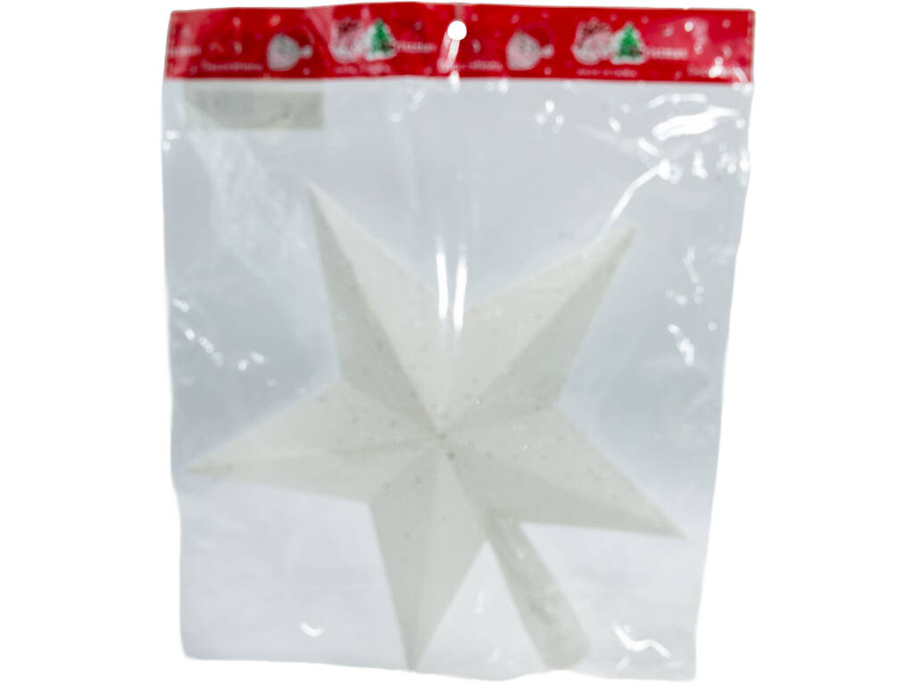 Adorno Navideño Estrella de Árbol Blanca con Brillo de 23 cm