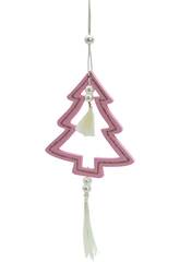 Weihnachtsdeko Weihnachtsbaum Rosa mit Perlen 11x10 cm