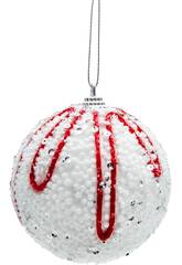 Décoration de Noël boule blanche et rouge de 8 cm