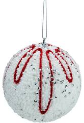 Décoration de Noël boule blanche et rouge de 10 cm