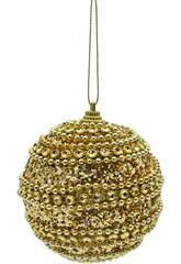 Addobbo natalizio palla dorata con perline da 8 cm