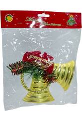 Weihnachtsdeko Goldene Glocken mit Schleife 18x18 cm