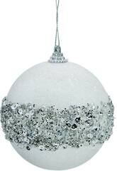 Weihnachtsbaumschmuck Silberne Kugel mit Perlen und Pailletten 10 cm