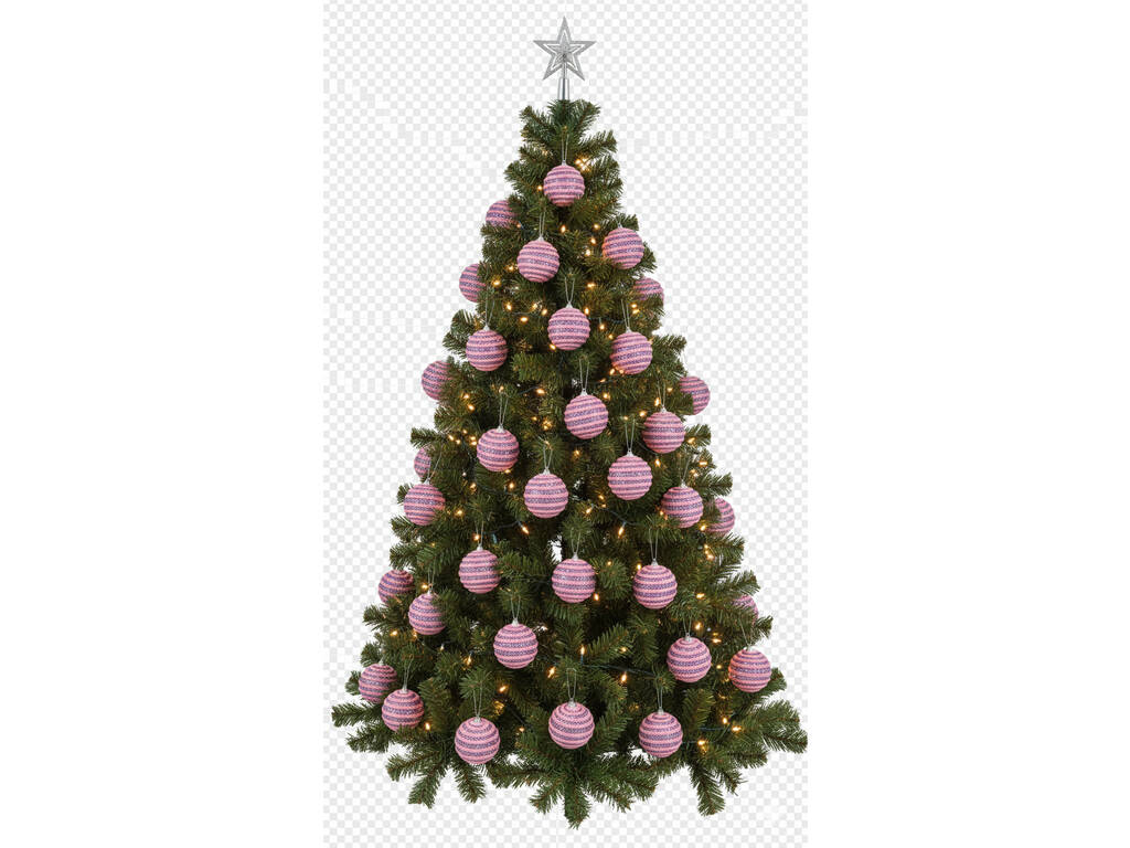 Ornamento Natalício Bola Púrpura Brilhante com Cordão Rosa de 8 cm