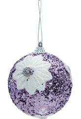Addobbo natalizio palla viola brillante con fiori da 8 cm