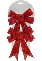 Weihnachtsdeko Set 2 Rote Schleifen, 16x14 cm
