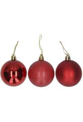 Weihnachtsschmuck Dose mit 12 Weihnachtskugeln Sortiert Rot 6 cm