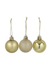 Décoration de Noël Boîte de 16 boules de Noël assorties couleur dorée de 5 cm
