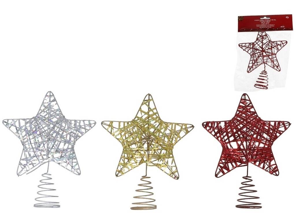 Décoration de Noël Étoile en métal pour le sommet du sapin, 18 cm