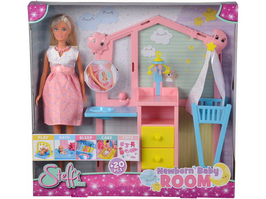 Steffi Love Muñeca con Habitación del Bebé Recién Nacido con Accesorios