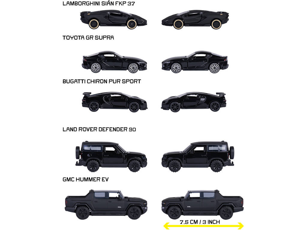 Majorette Pack 5 Coches de Metal Black Edition