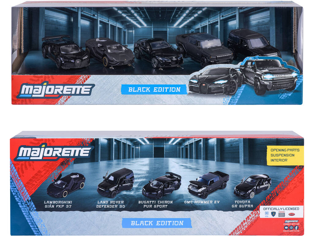 Majorette Pack 5 Coches de Metal Black Edition