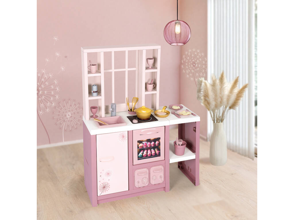 Rosa Loft-Küche mit Elektronik und 27 Zubehörteilen