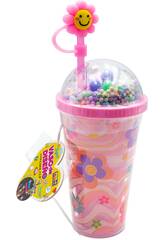 Superbecher Design Rosa 20 cm mit Leuchtenden Tattoos