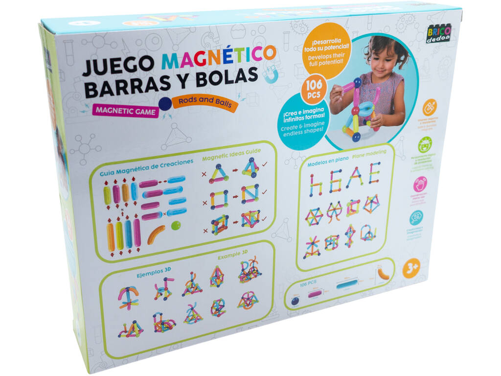 Juego Magnético de Barras y Bolas con 106 Piezas