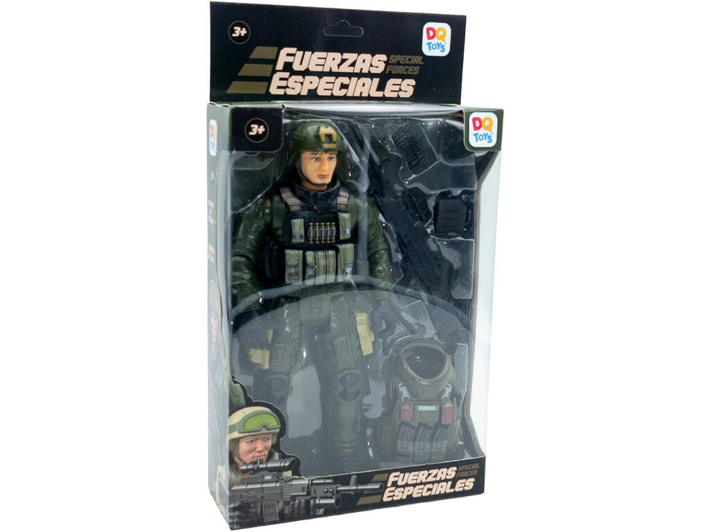 Forças Especiais Figura Uniforme Verde de 22,5 cm com Capacete