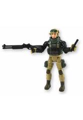 Spezialeinheiten Figur Schwarz-Grüne Uniform 22,5 cm mit Helm und Brille