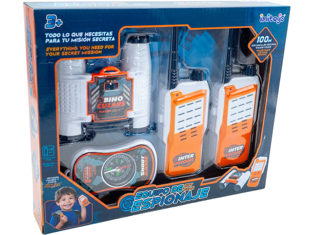 Kit da spia con walkie-talkie, binocolo e bussola