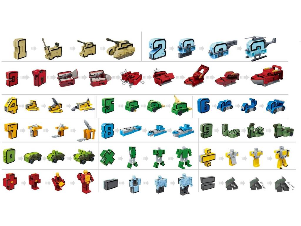 Robo Números Set Robot Transformable de 10 Piezas