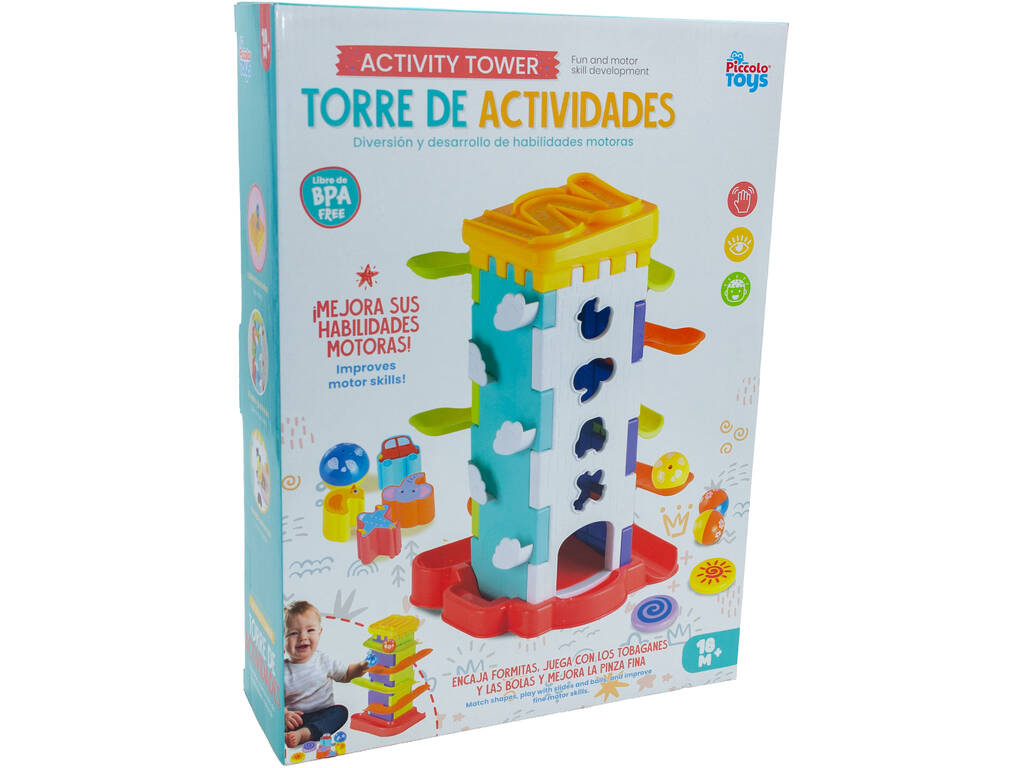 Torre di attività con scivoli e palline