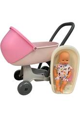 Cucosito Pack Chariot de poupée avec poupée bébé Pipi de 32 cm et accessoires