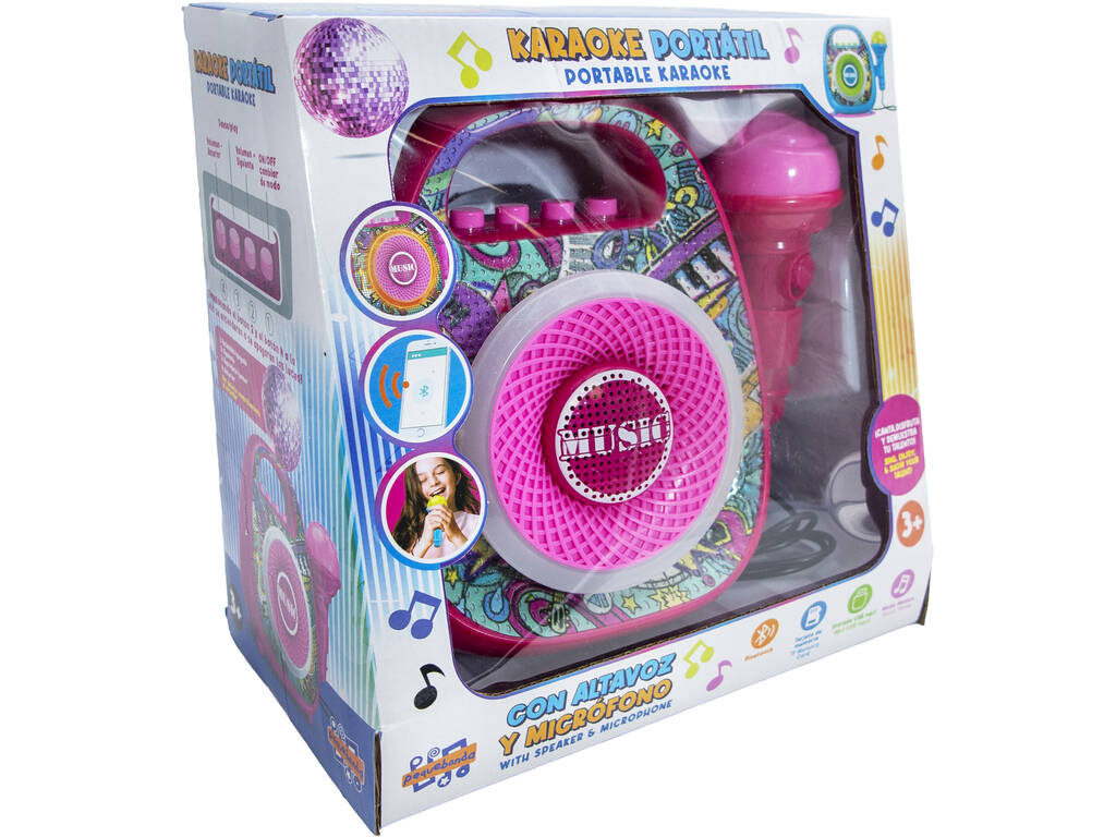Karaoké portable rose avec haut-parleur et microphone