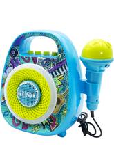 Karaoké portable bleu avec haut-parleur et microphone