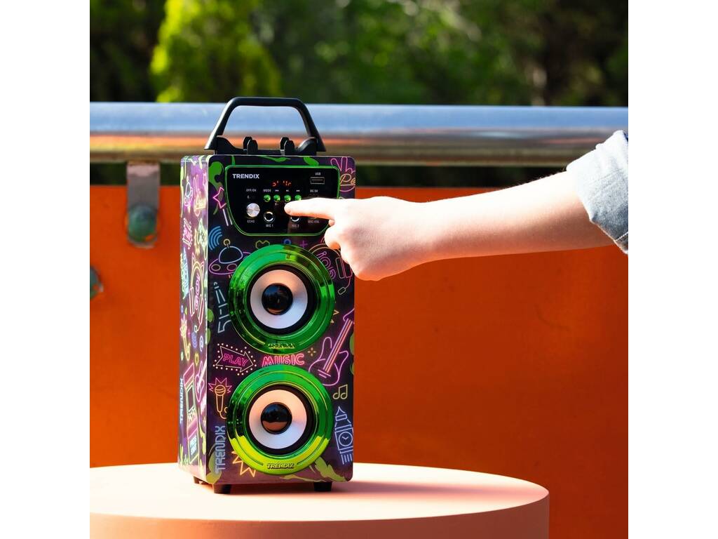 Trendix Karaoke Speaker Neon World con Micrófonos y Disco Luz LED