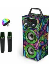 Enceinte karaoké Trendix Neon World avec microphones et disque lumineux LED