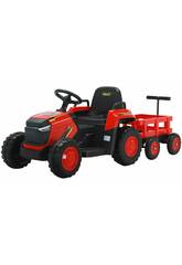 Voiture décapotable tracteur rouge avec remorque radiocommandée à batterie