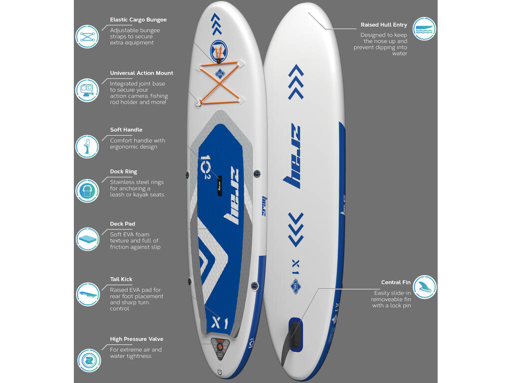 Tabla de Paddle Surf X-Rider Deluxe 10’2” X1 de 310x81x15 cm Zray 34171