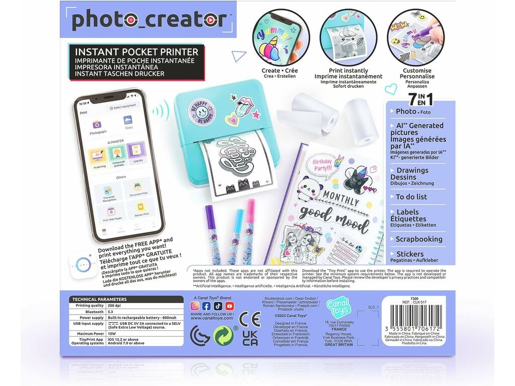 Photo Creator Imprimante instantanée portable 7 en 1