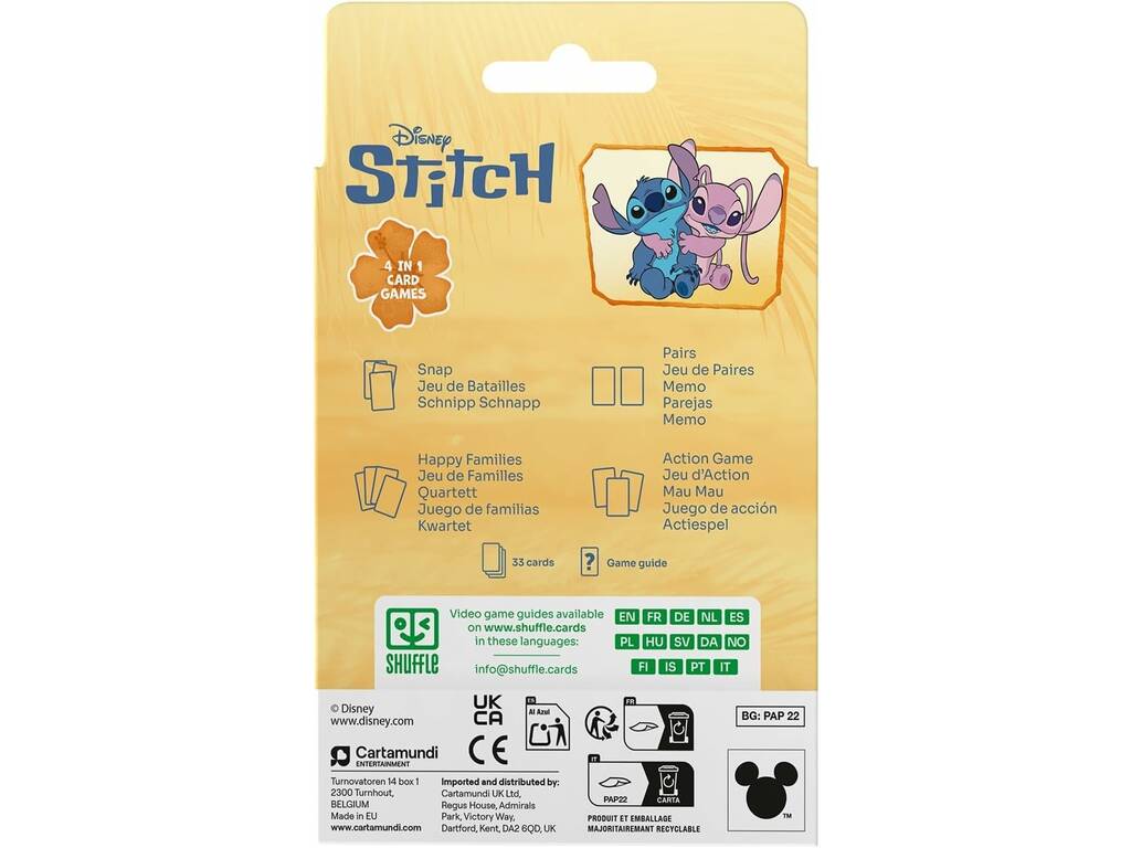 Disney Stitch Baralho Infantil Shuffle 4 em 1