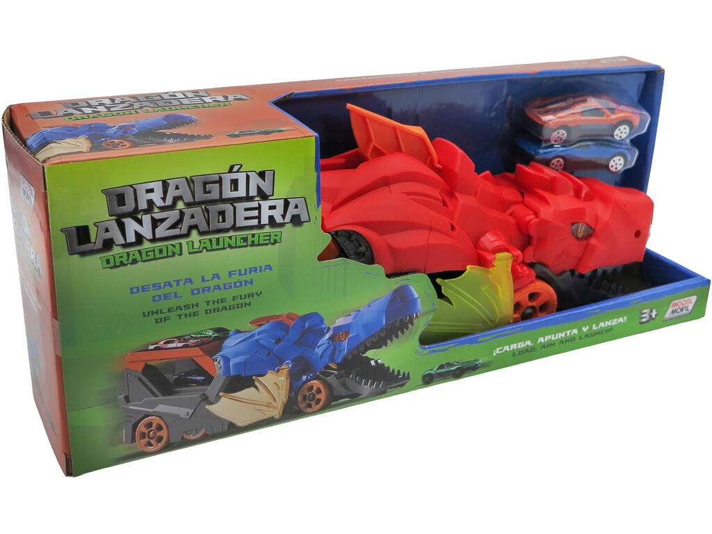 Dragón Lanzadera Vehículo Rojo con 2 Coches