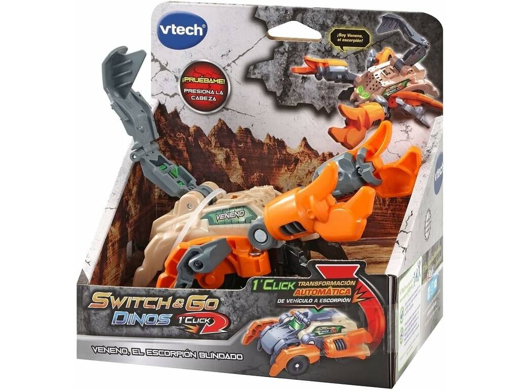Switch & Go Dinos 1 Click e Fire 2 in 1 da 15 cm con luci e frasi