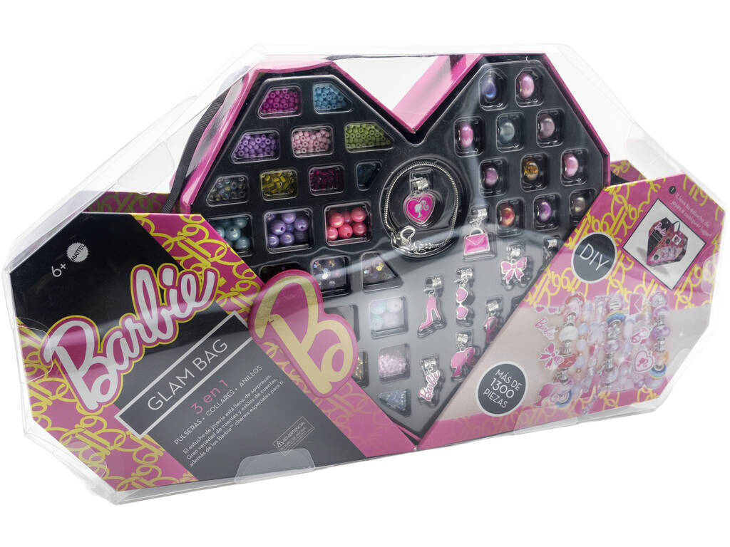 Barbie DIY Estuche de Joyería Glam Bag 3 en 1
