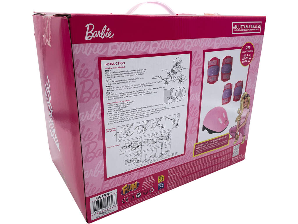 Barbie Patines Convertibles y Ajustables Talla 30-33 con Accesorios
