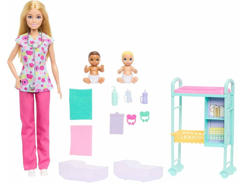 Barbie Pediatra con 2 Bebés y Accesorios
