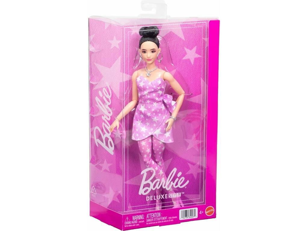 Barbie Deluxe Style Muñeca con Vestido Rosa con Estrellas