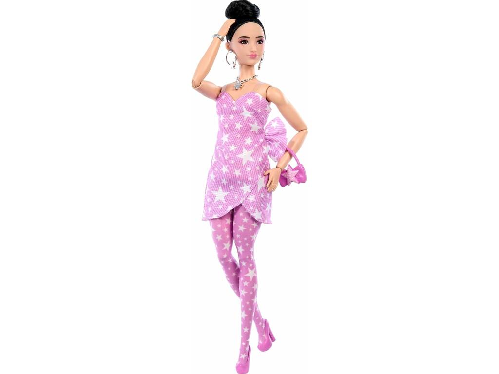 Barbie Deluxe Style Muñeca con Vestido Rosa con Estrellas