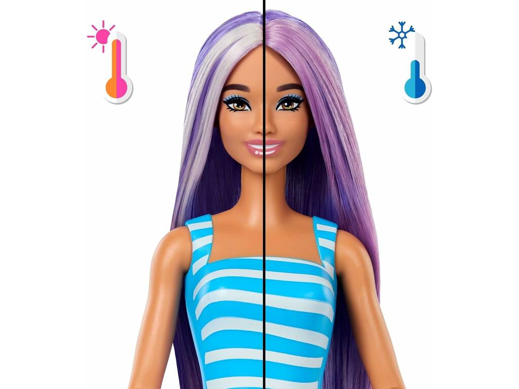 Barbie Pop Reveal Grenat de Mer Poupée avec Coupe Violette et Accessoires