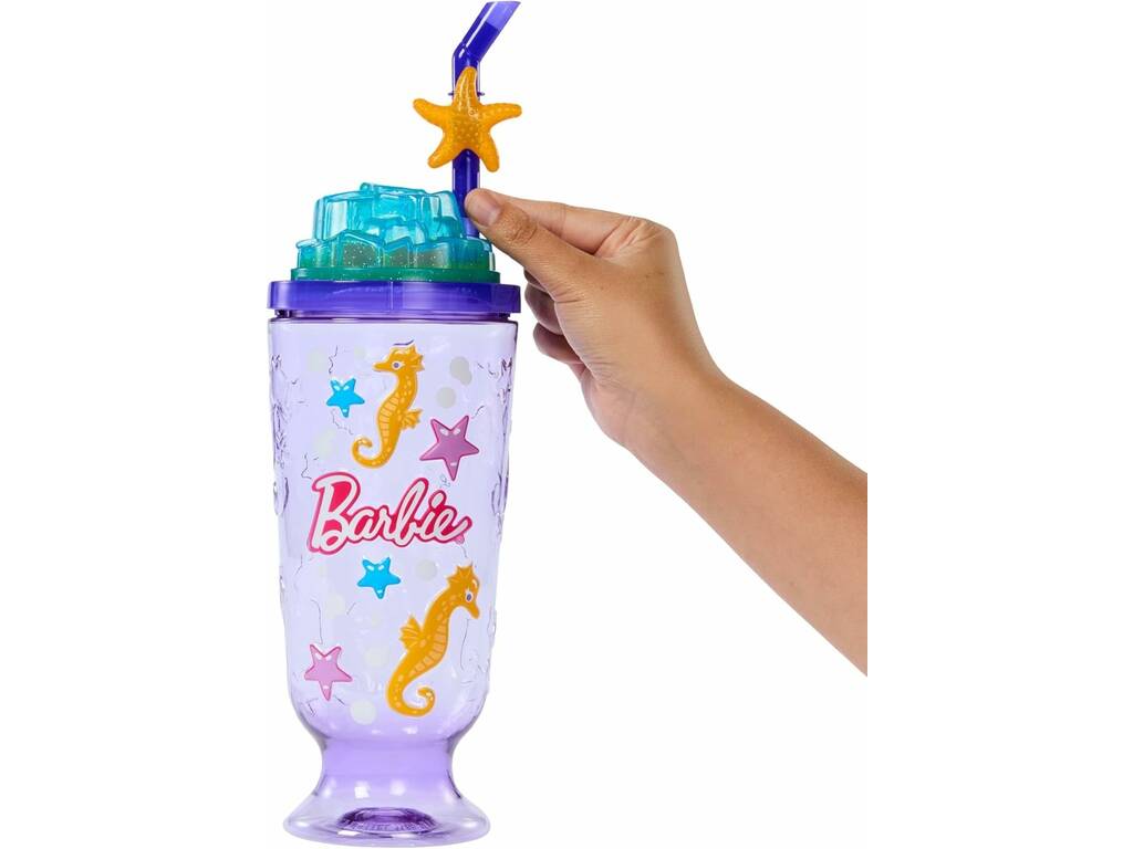 Barbie Pop Reveal Grenat de Mer Poupée avec Coupe Violette et Accessoires
