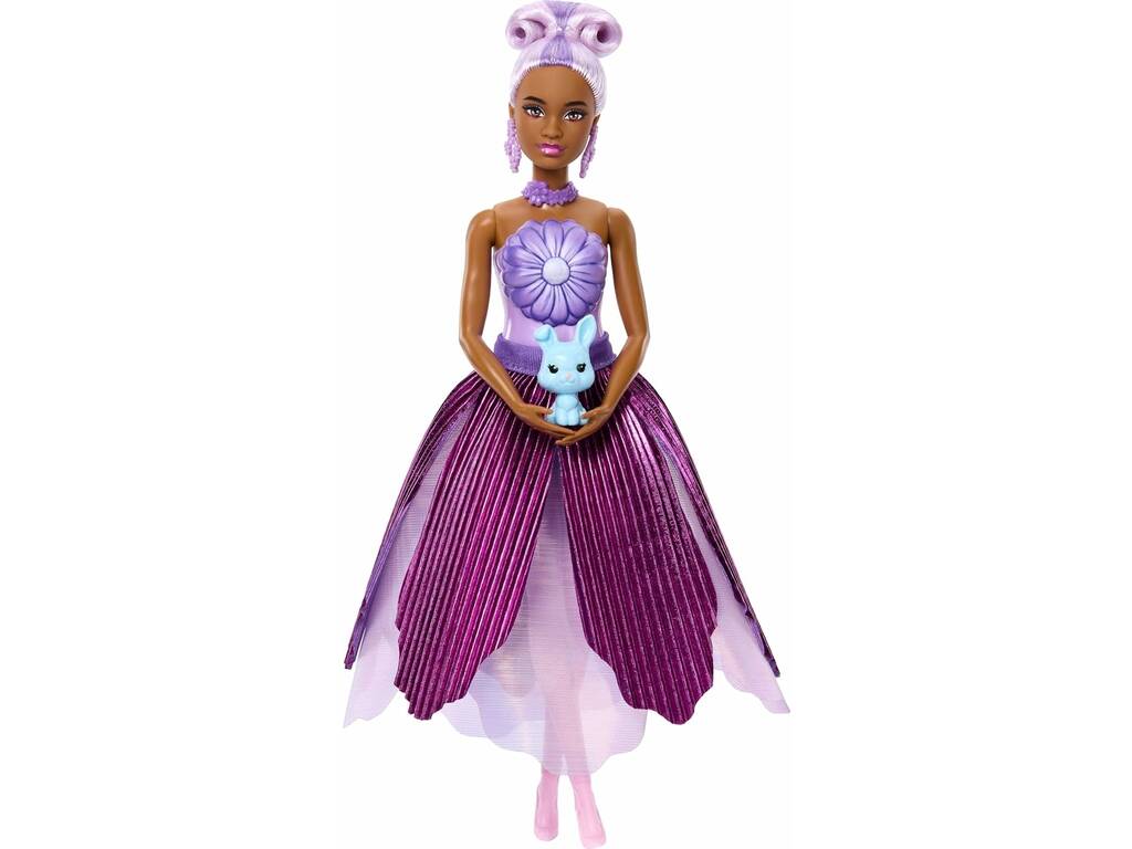 Barbie Petal Pop Muñeca Lila con Mascota y Accesorios