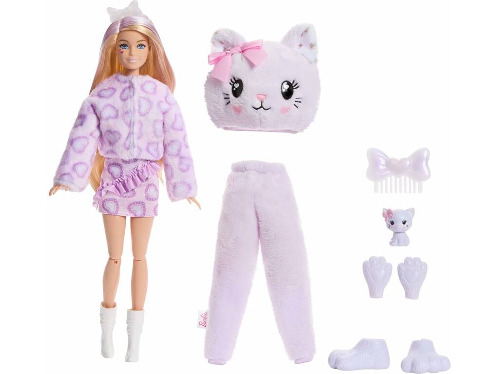 Barbie Cutie Reveal Lazos Dulces Gatito Lila