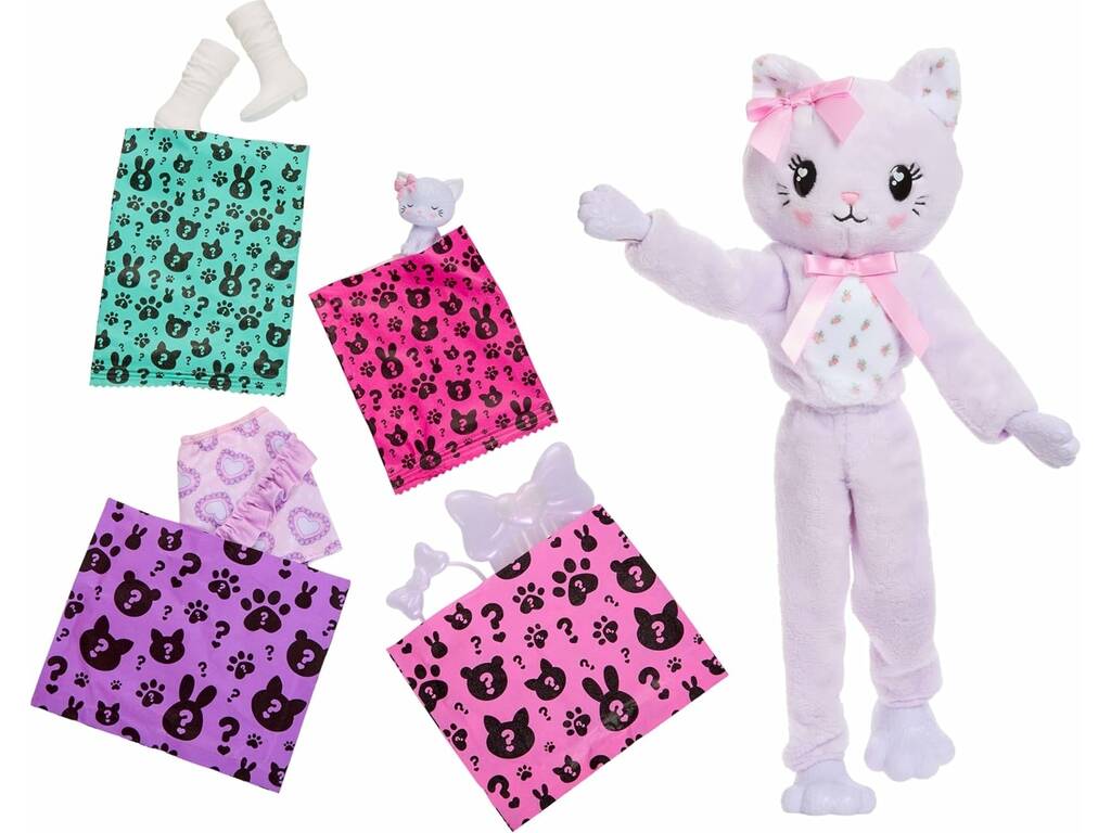 Barbie Cutie Reveal Lazos Dulces Gatito Lila
