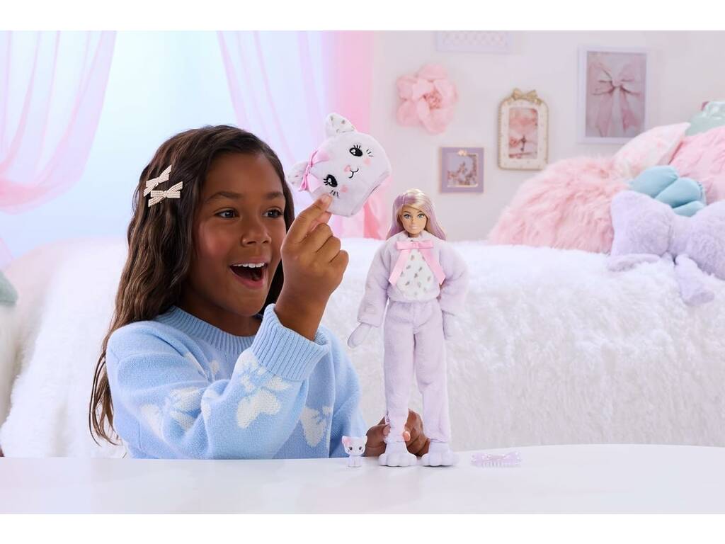 Barbie Cutie Reveal Lazos Dulces Gatito Lila