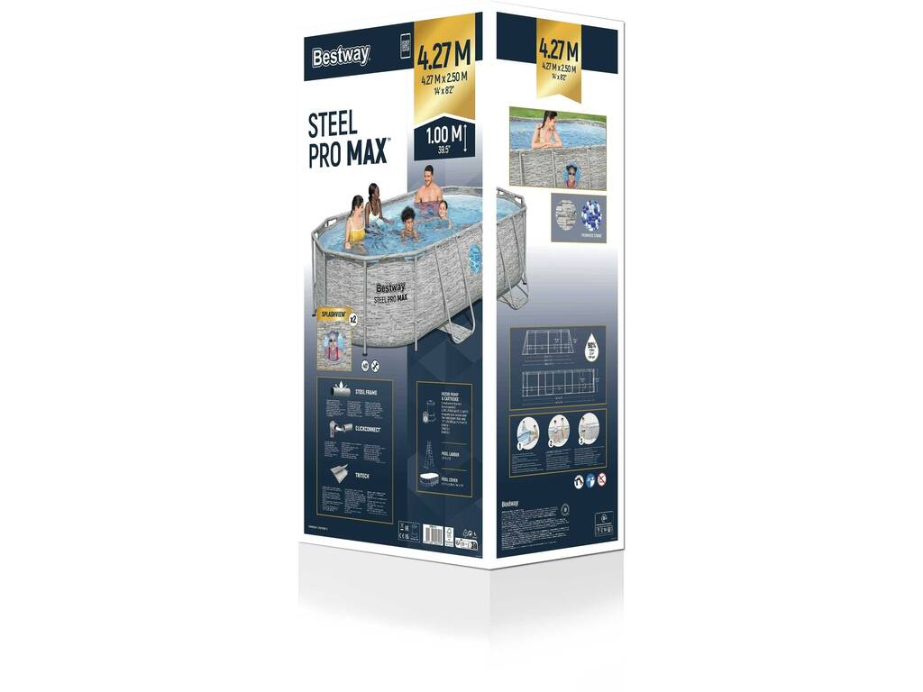 Piscina Desmontable Ovalada Steel Pro Max Splashview 427x250x100 cm. Bestway 56714