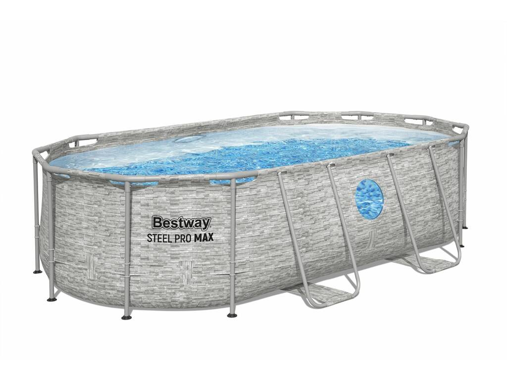 Piscina Desmontable Ovalada Steel Pro Max Splashview 427x250x100 cm. Bestway 56714
