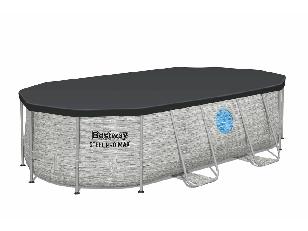 Piscina Desmontable Ovalada Steel Pro Max Splashview 427x250x100 cm. Bestway 56714