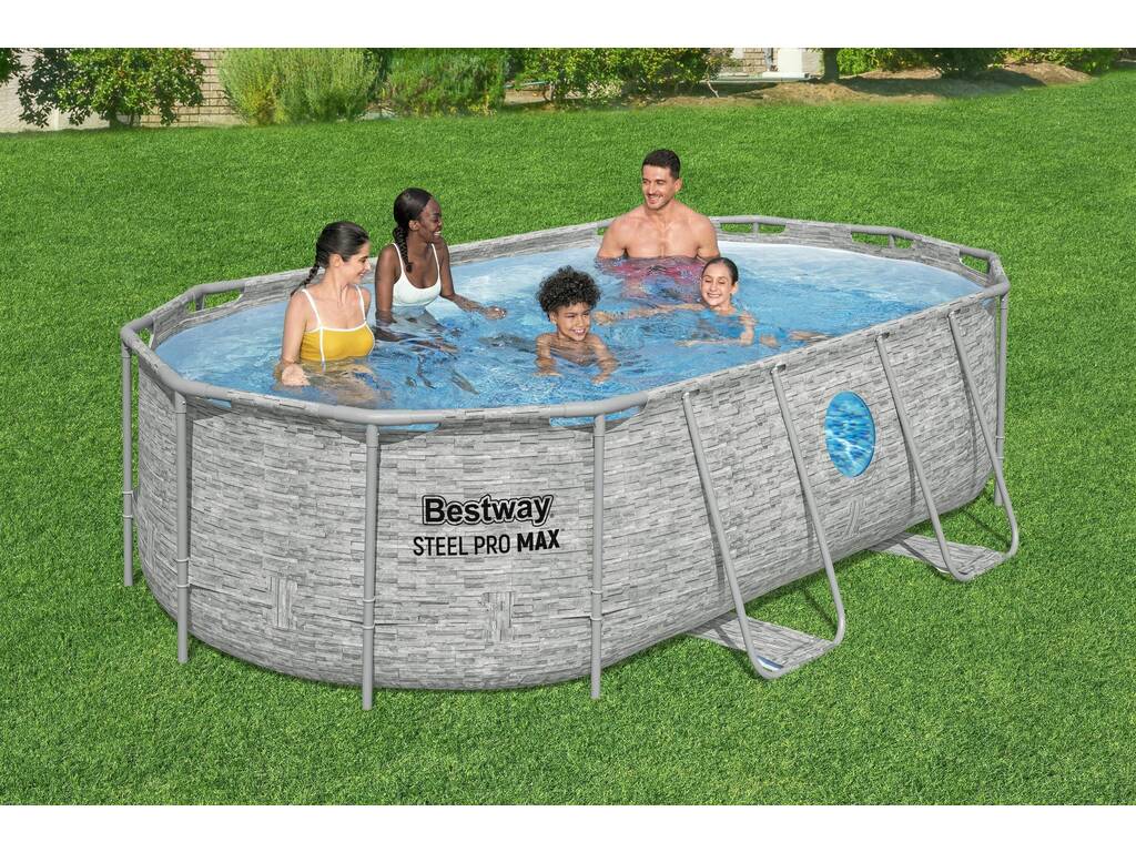 Piscina Desmontable Ovalada Steel Pro Max Splashview 427x250x100 cm. Bestway 56714
